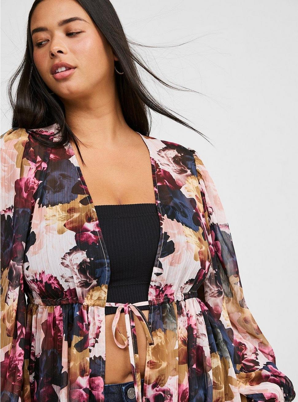 Plus Size - Tie Front Maxi Kimono - Torrid Plus Size - Tie Front Maxi Kimono - Torrid