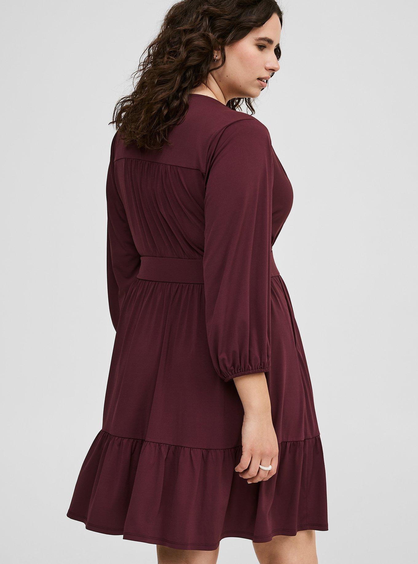 Mini Studio Knit Surplice Tiered Dress
