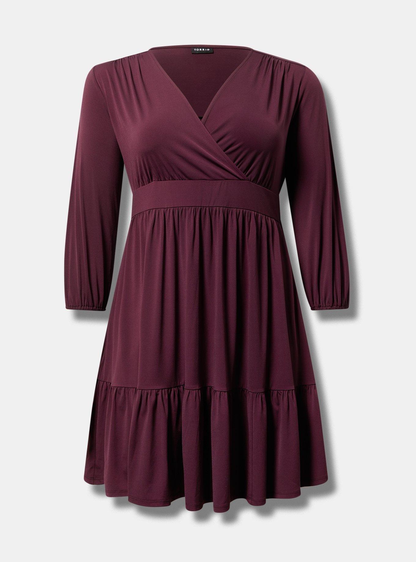 Mini Studio Knit Surplice Tiered Dress