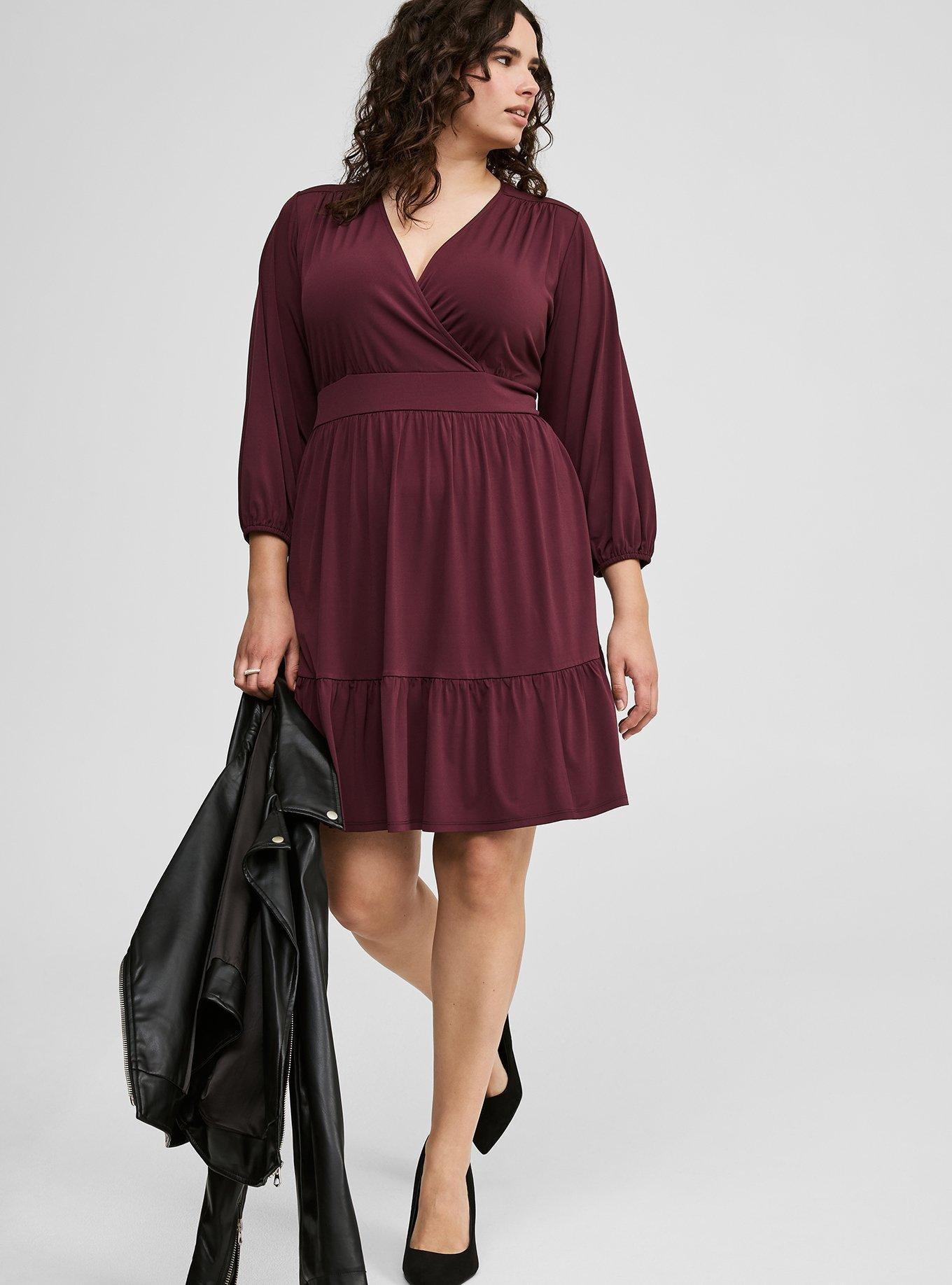 Mini Studio Knit Surplice Tiered Dress