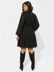 Mini Polyester Babydoll Dress, BLACK GREY STRIPE, alternate