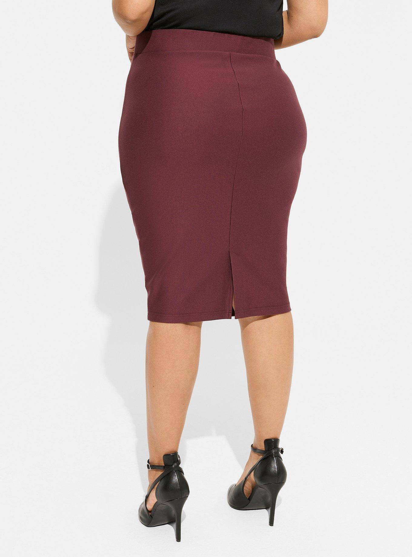 Plus Size At The Knee Ponte Pencil Skirt Torrid