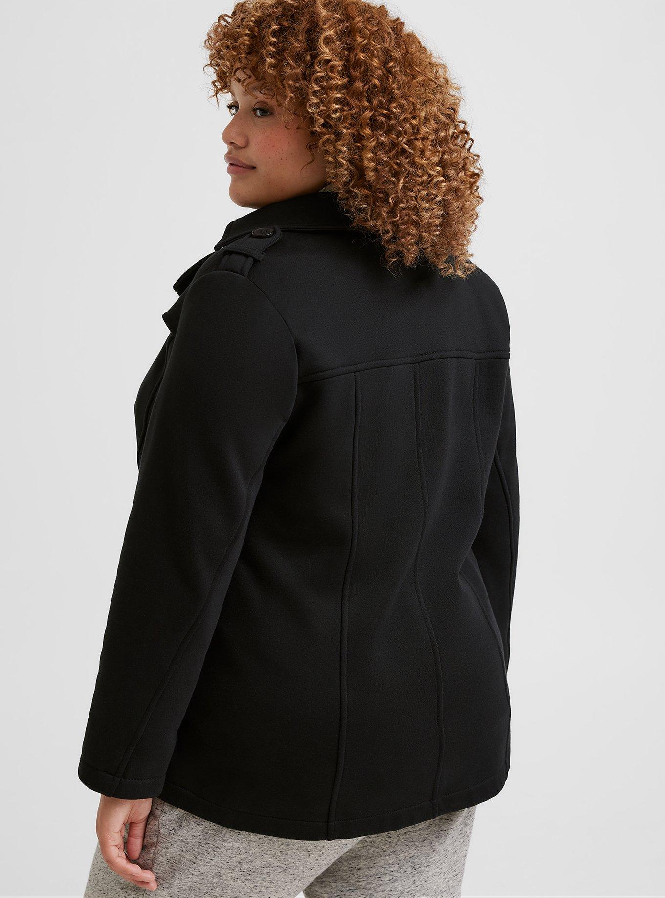 Faux Melton Double Breasted Peacoat