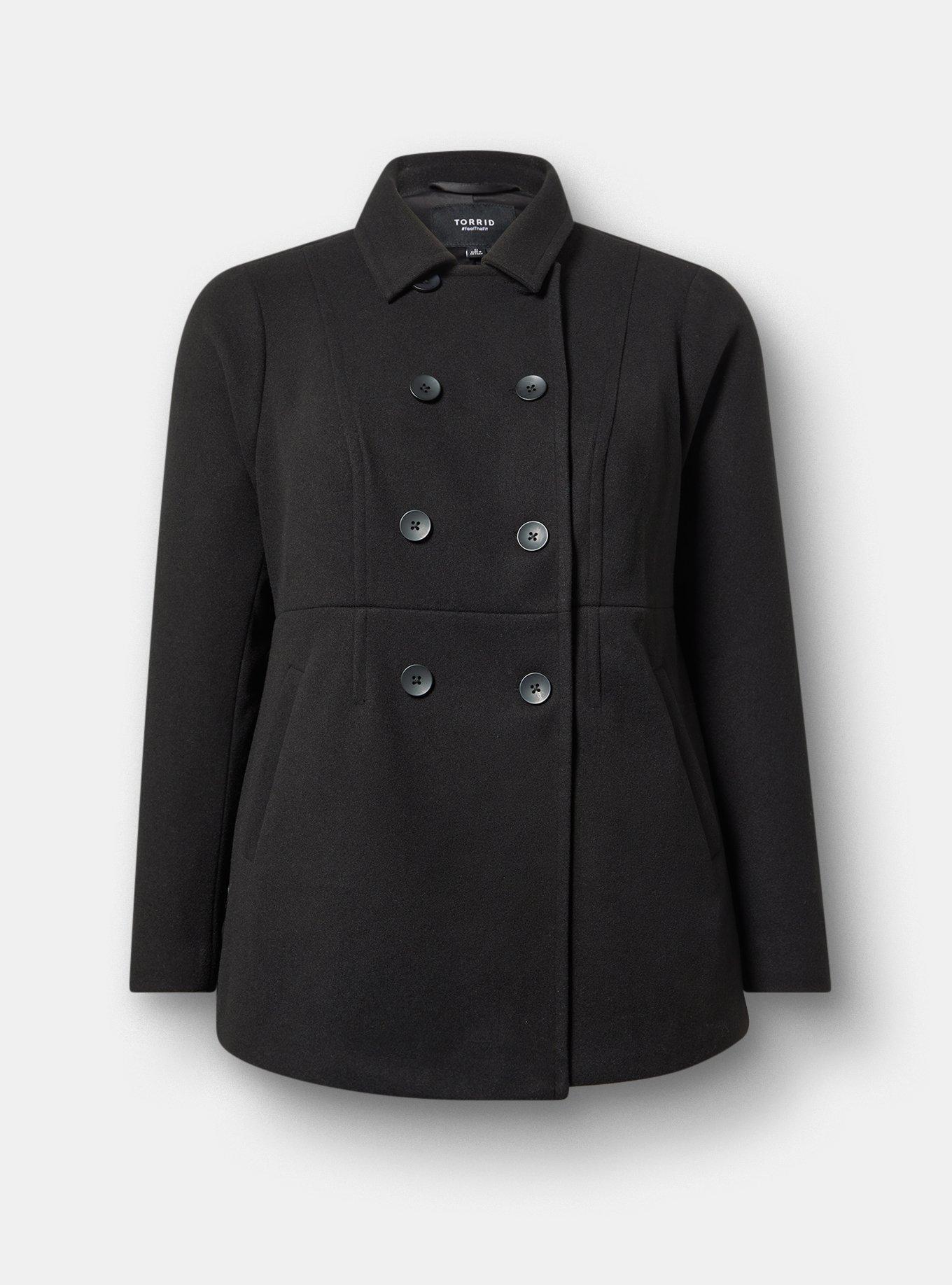 Plus Size - Cozy Double Breasted Peacoat - Torrid