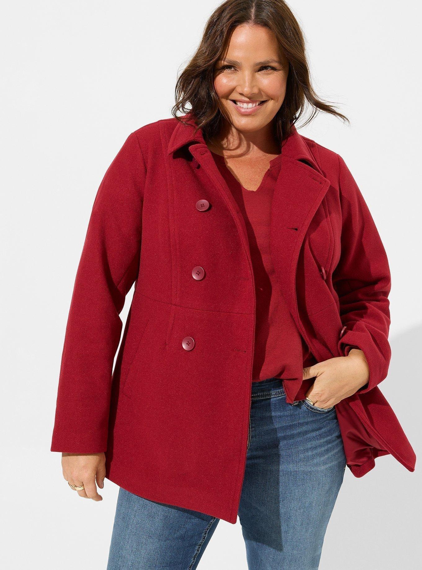 Womens plus size hot sale red pea coat