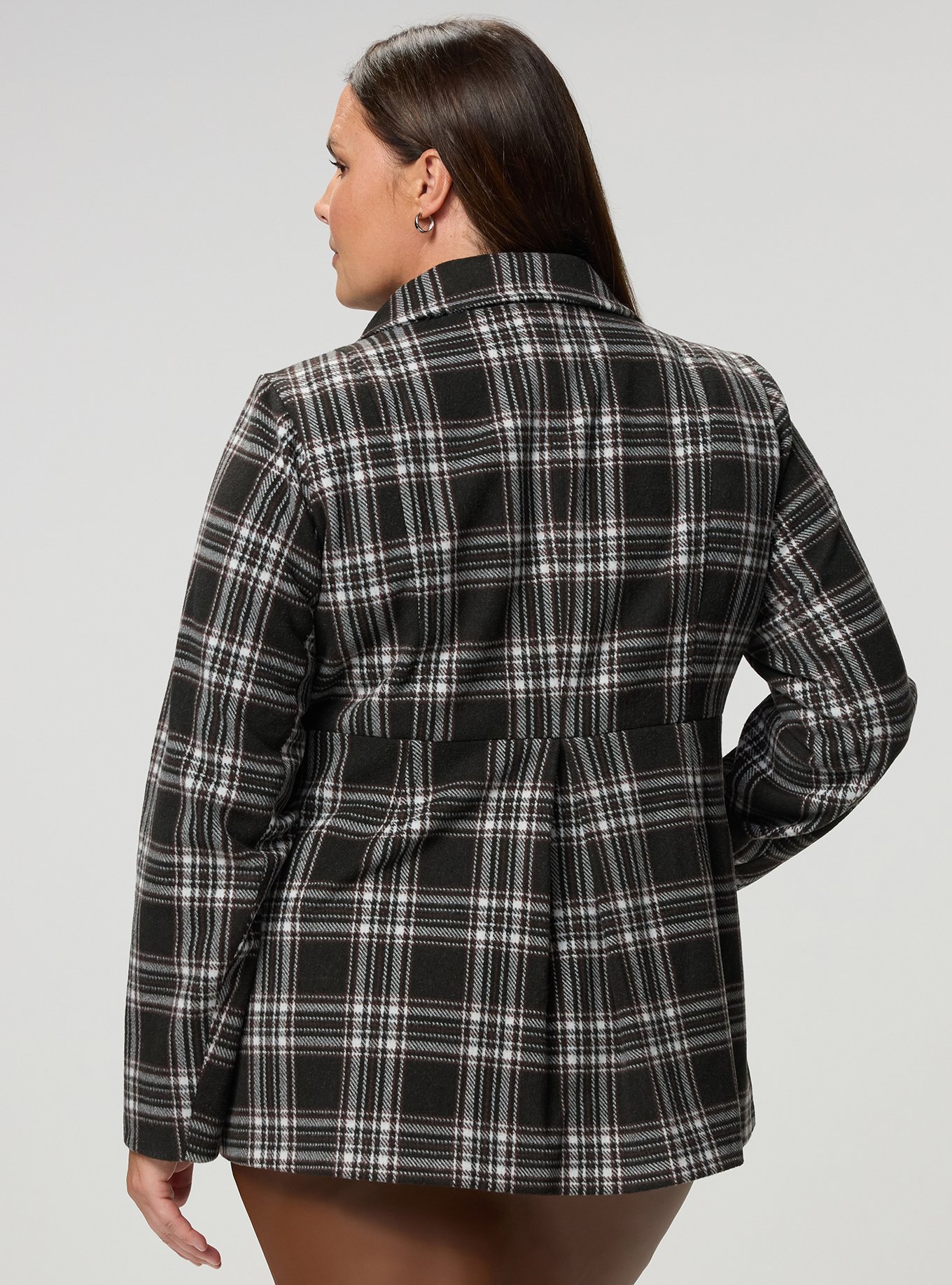 Cozy Double-Breasted Peacoat, SHALL WE PLAID SABLE, alternate