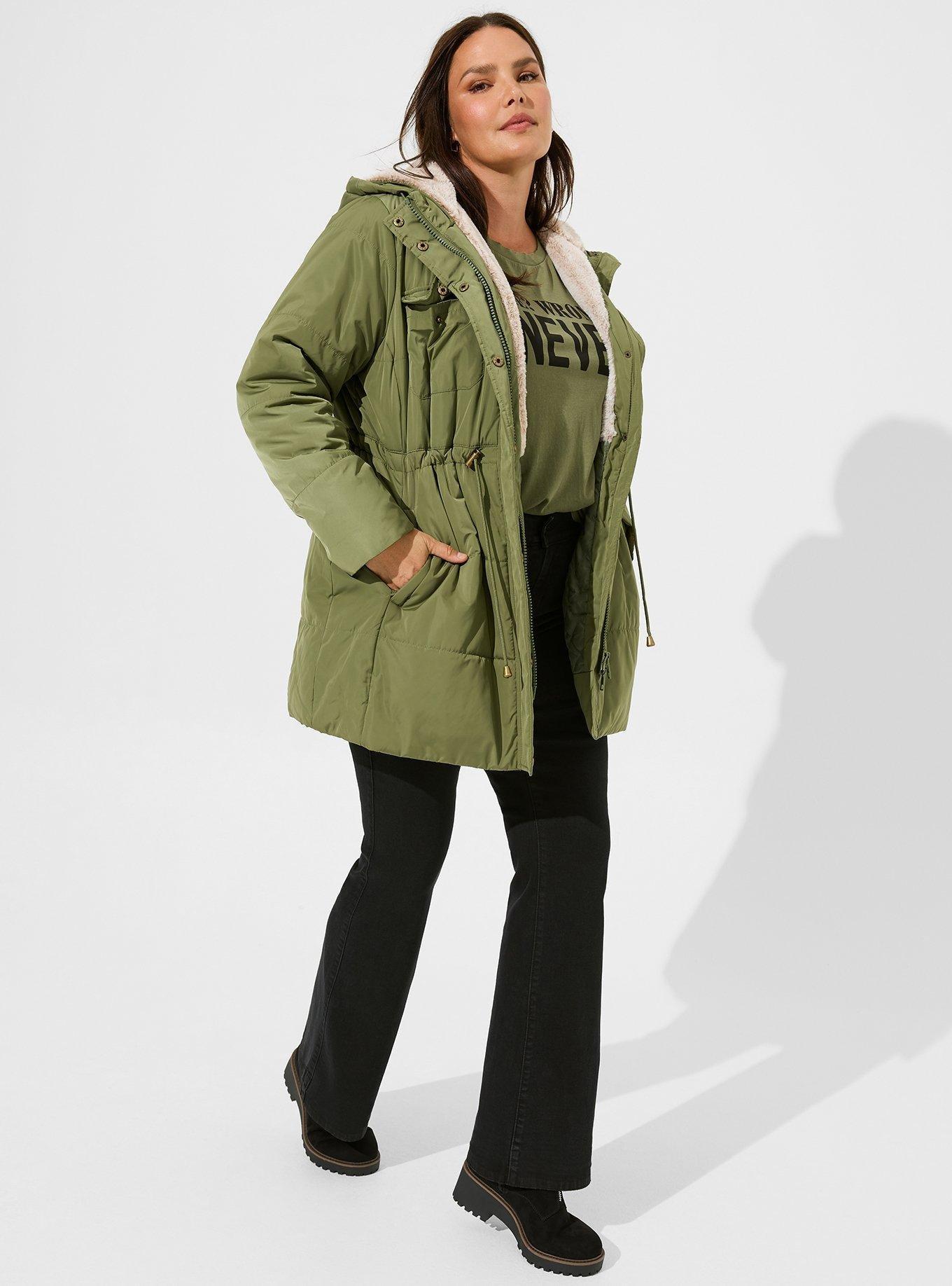 Khaki fur lined discount parka