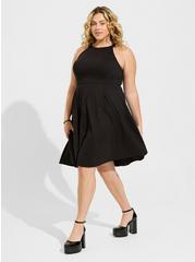 Plus Size Mini Ponte Skater Dress. , DEEP BLACK, alternate