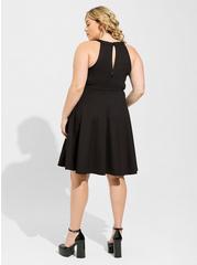 Plus Size Mini Ponte Skater Dress. , DEEP BLACK, alternate