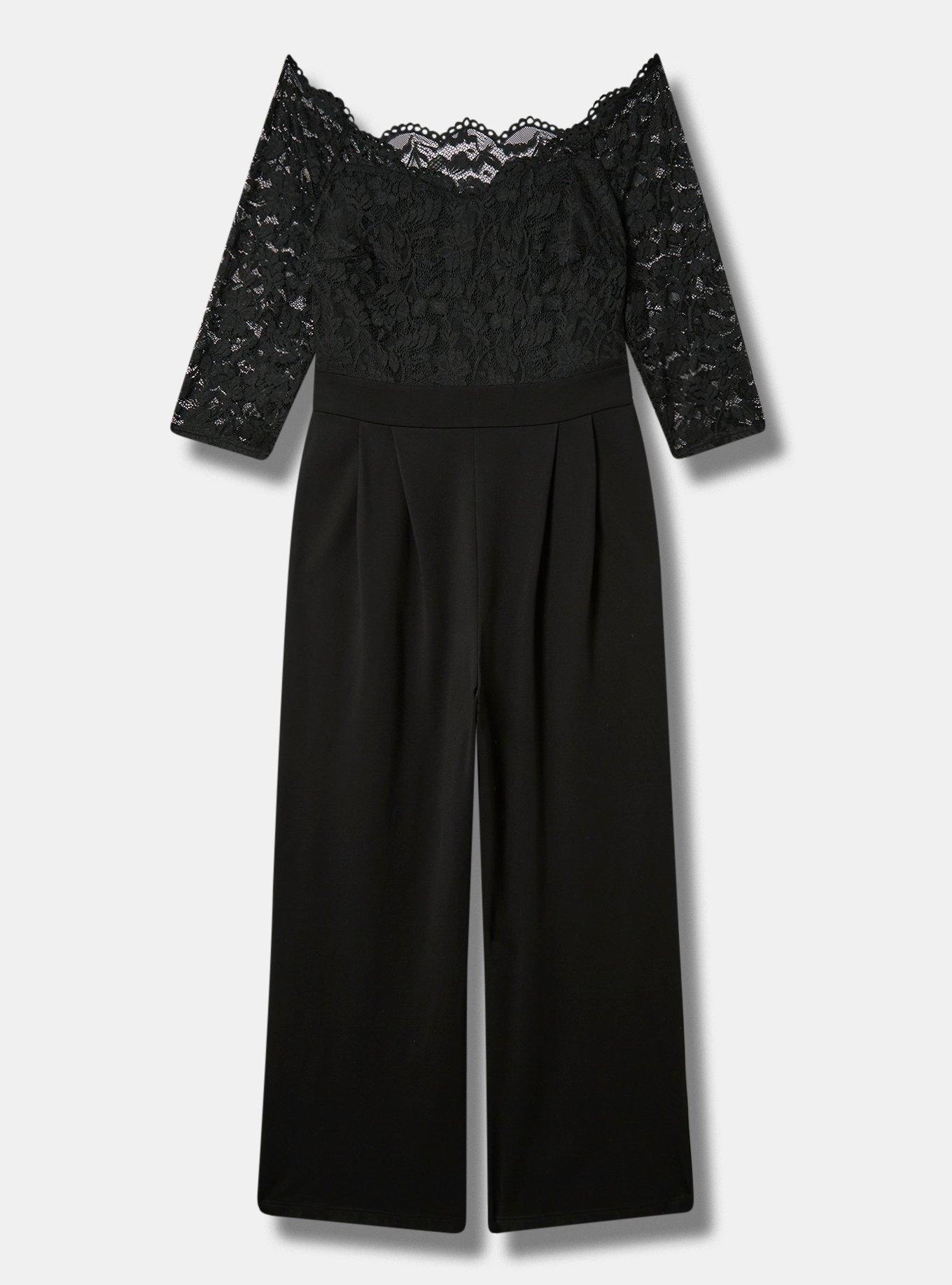 Plus Size - Lace and Ponte Off The Shoulder Jumpsuit - Torrid