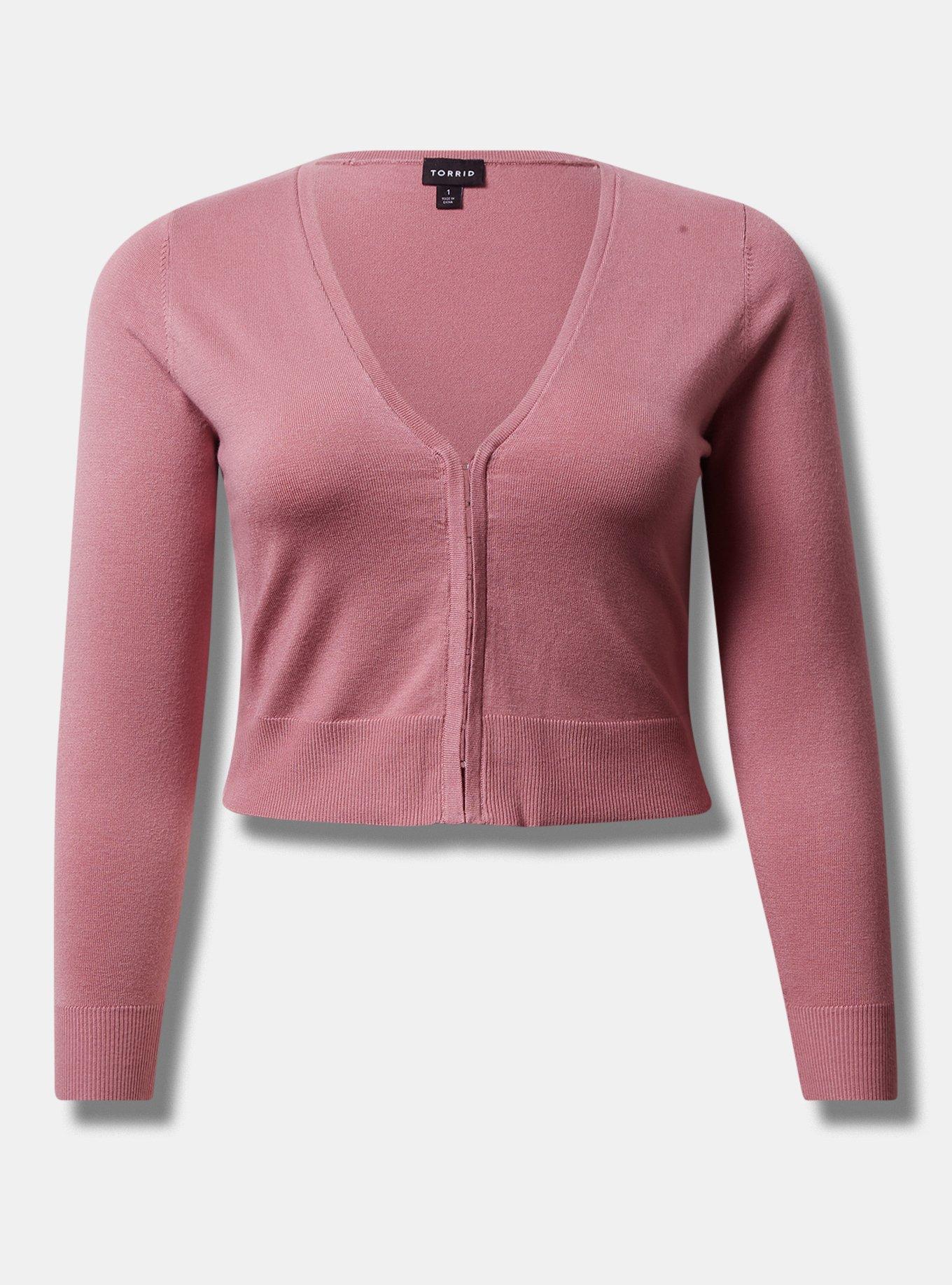 Plus Size Fitted Crop Hook & Eye Cardigan Torrid