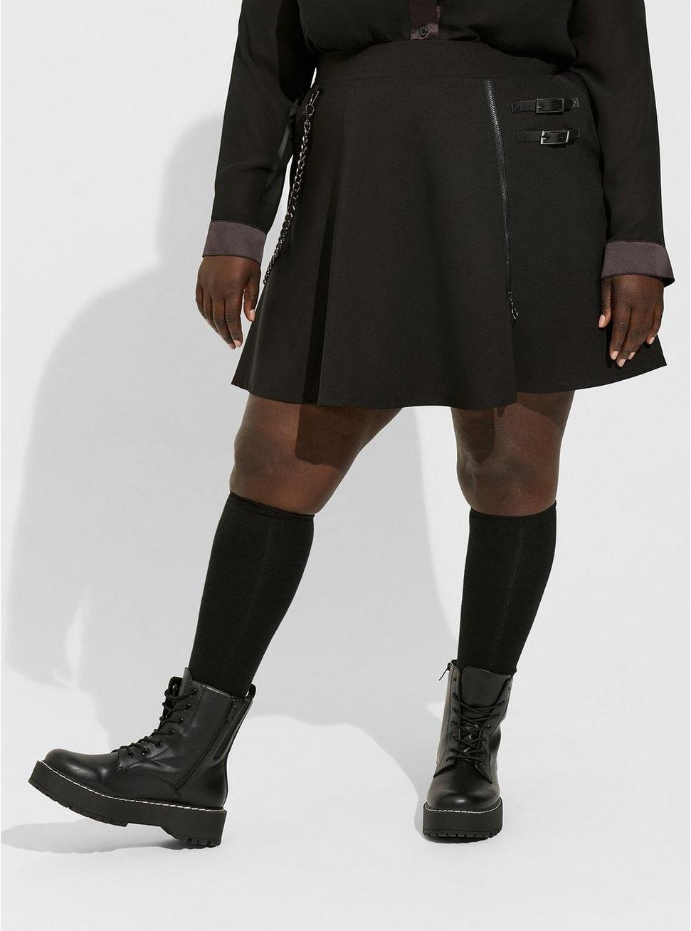 Studio Refined Crepe Zipper Front Skirt , DEEP BLACK, alternate