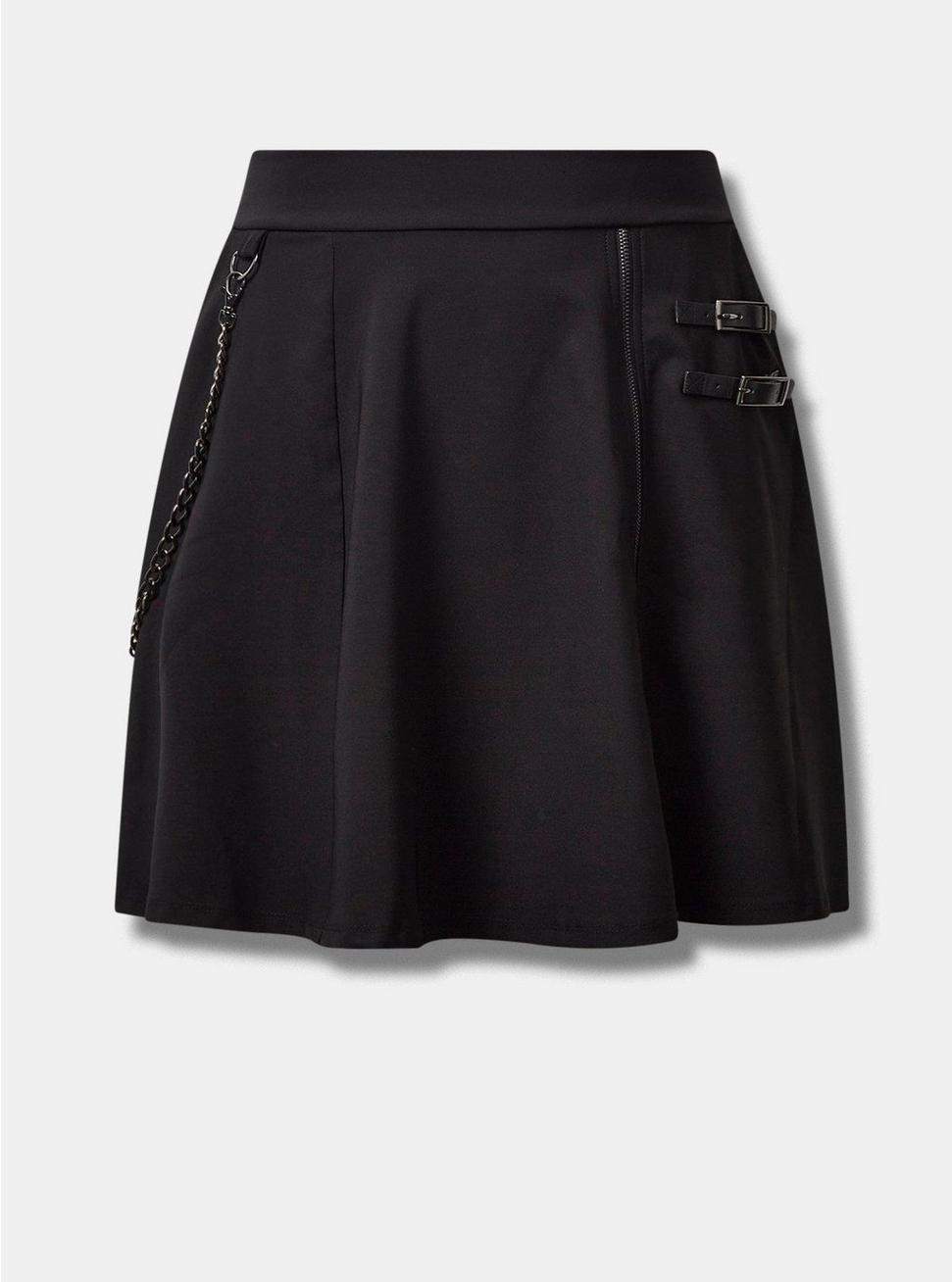 Studio Refined Crepe Zipper Front Skirt , DEEP BLACK, hi-res
