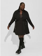Studio Refined Crepe Zipper Front Skirt , DEEP BLACK, hi-res