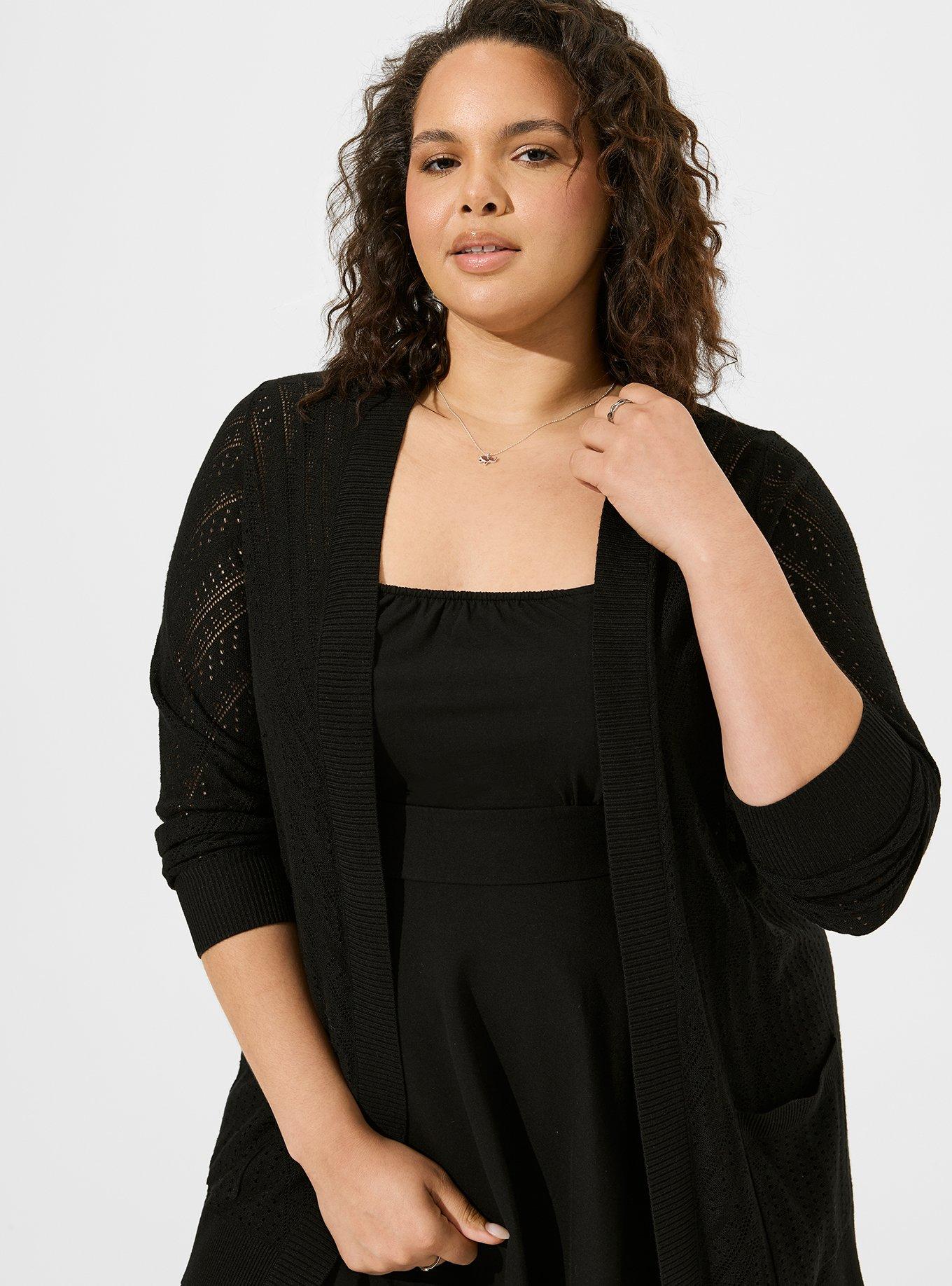 Plus size pointelle cardigan best sale