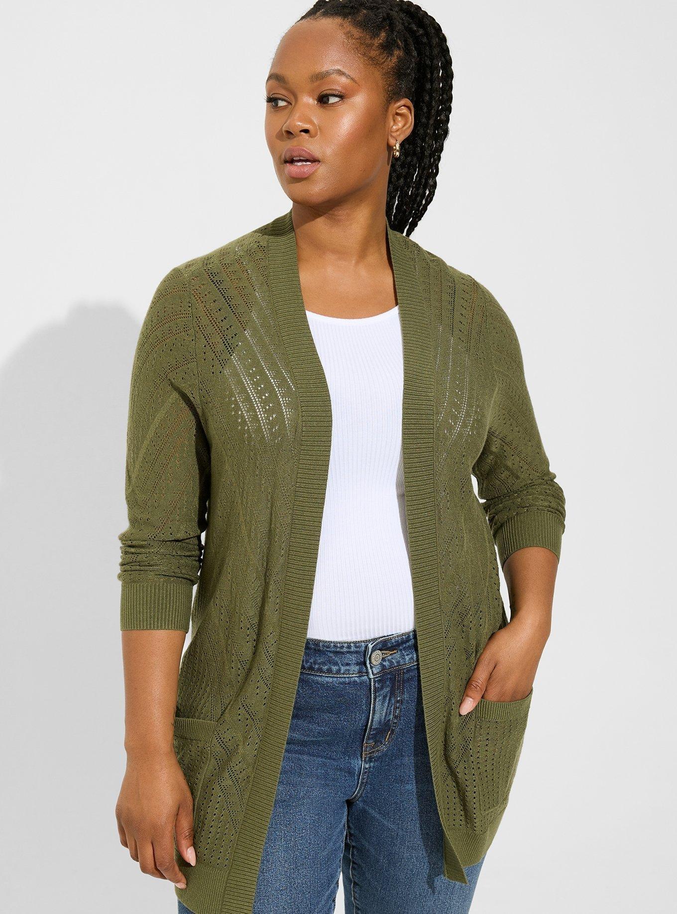 Open front pointelle on sale cardigan