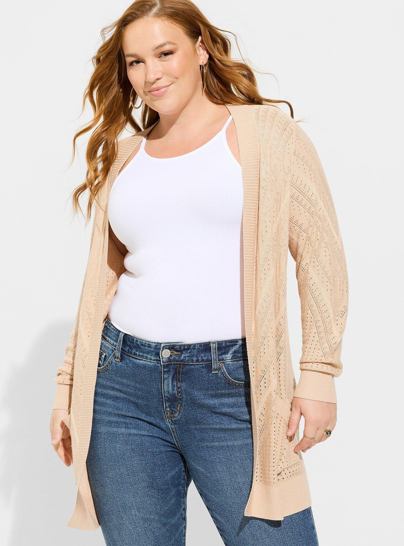 TORRID 1X BROWN PONTE on sale DRAPE FRONT SWEATER KIMONO