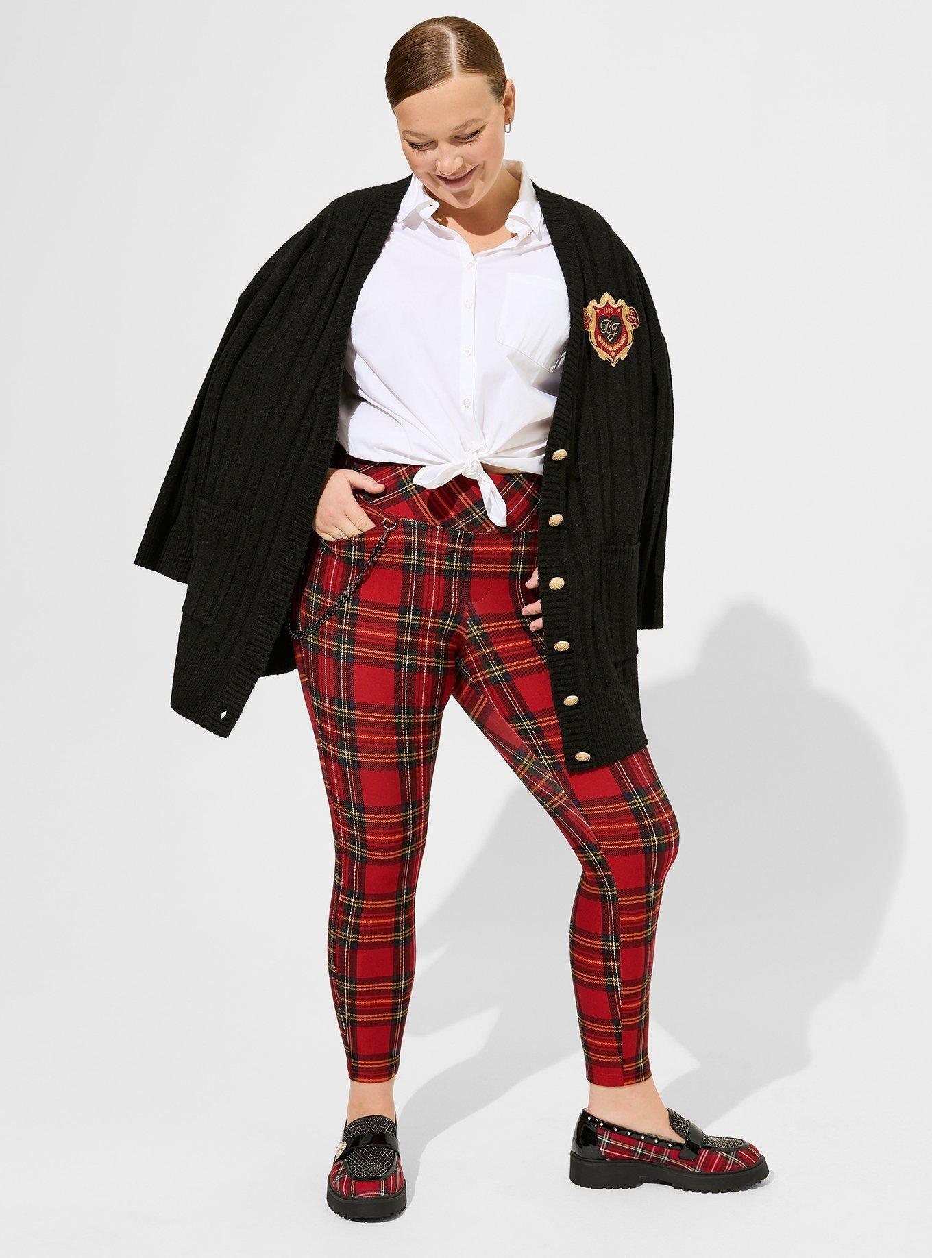 Red plaid pants with on sale chain