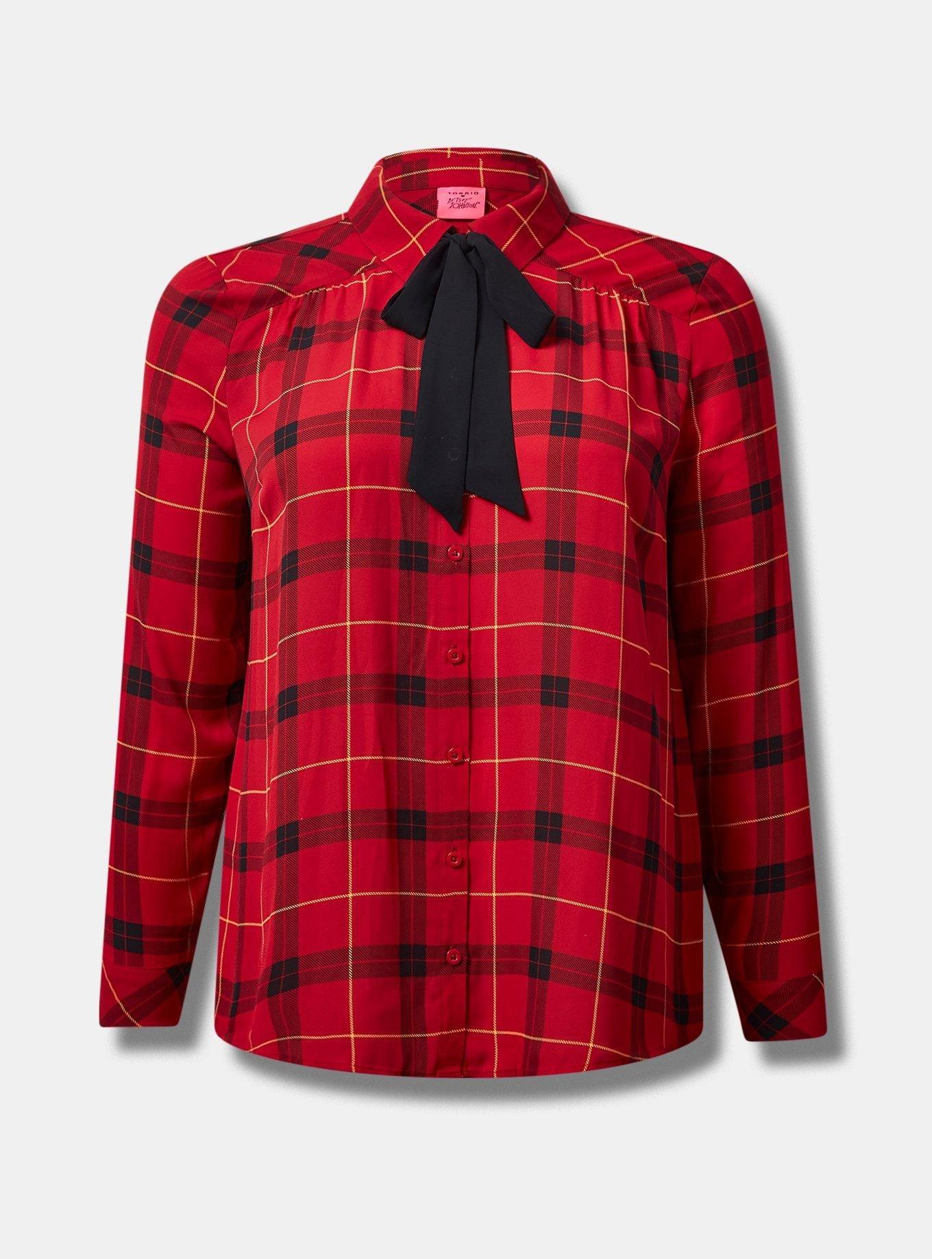 Chiffon Plaid Woven Blouse