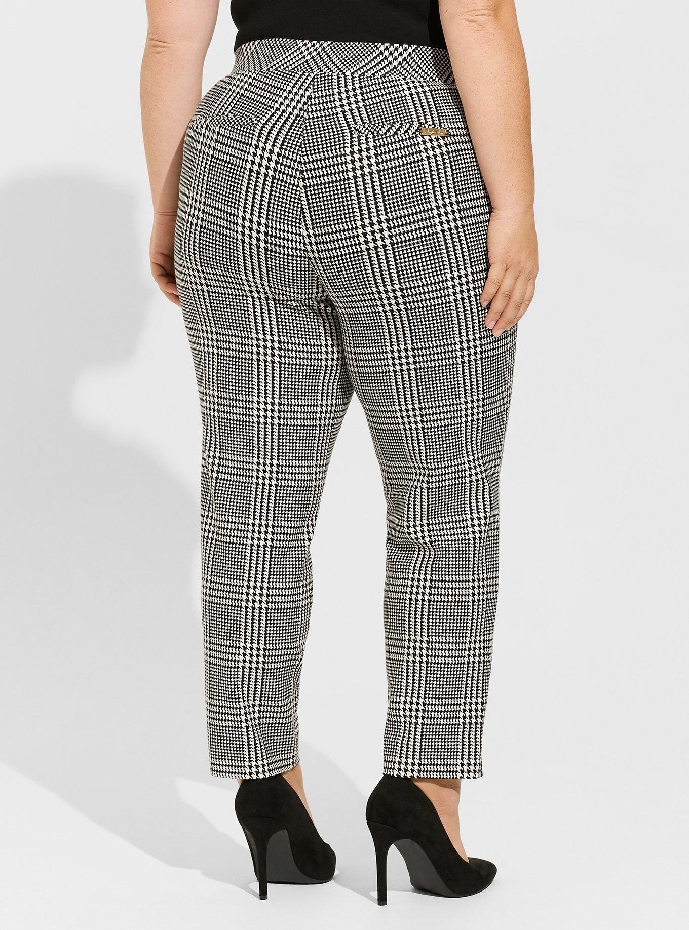 Marilyn Monroe Ponte Pintucked Trouser Pant, MULTI PLAID, alternate