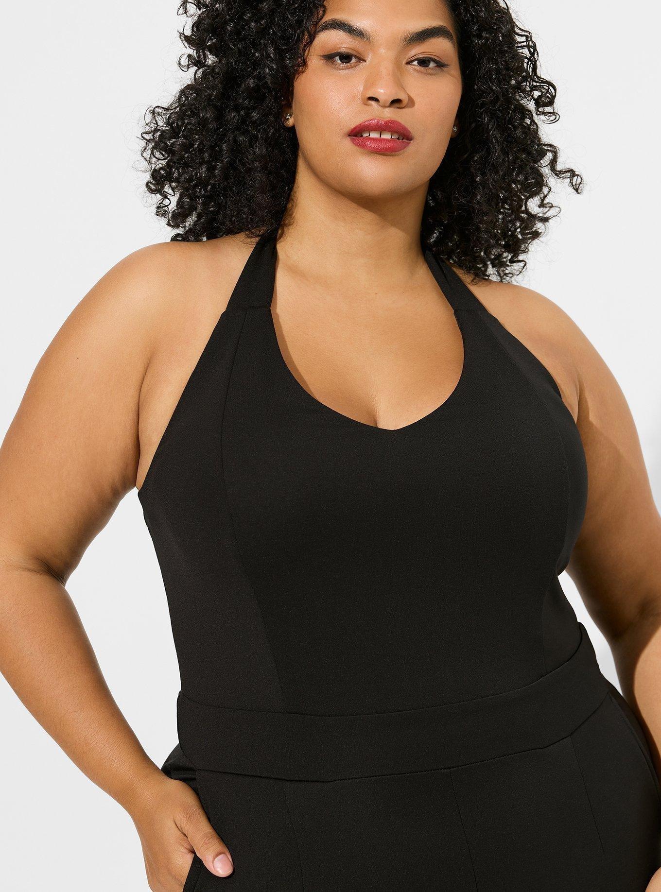 Final Sale Plus Size Sleeveless Spandex Romper in Black