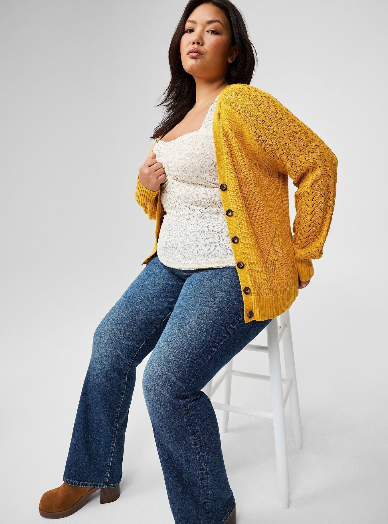 Torrid ivory cotton crochet dolman factory sleeve cardigan