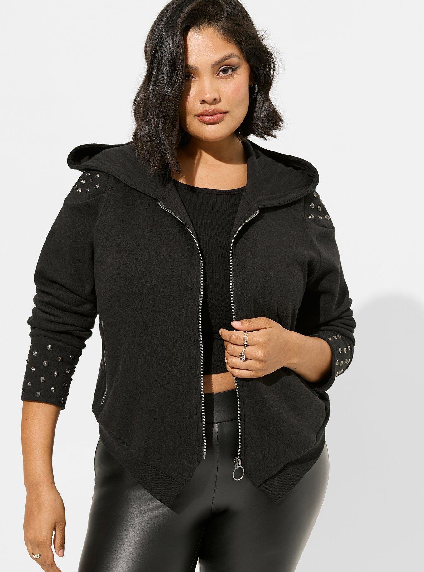 Plus Size - Black & Silver Sequin Zip Hoodie - Torrid