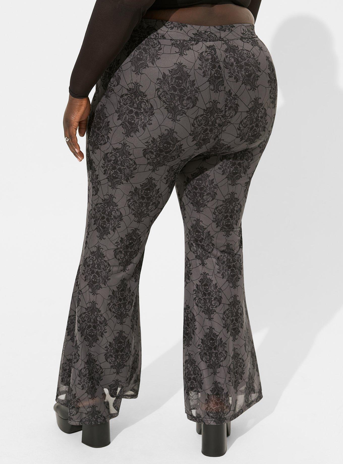 Shape Black Cobweb Printed Mesh Flare Pants