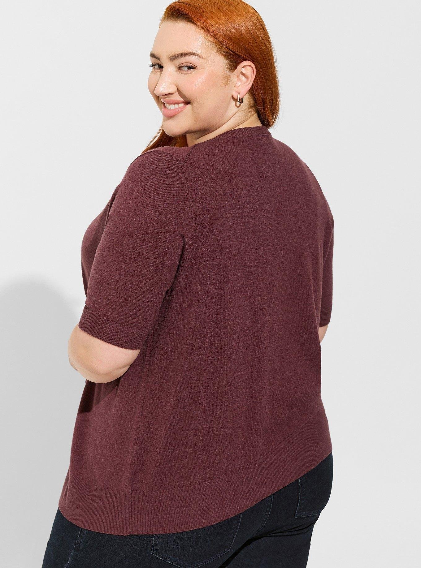 Plus Size - Everyday Soft Cardigan Short Sleeve Crewneck Sweater - Torrid