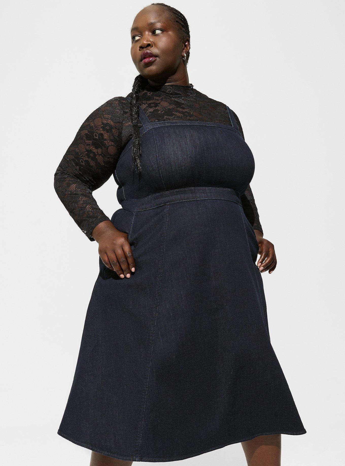 Plus Size - Midi Denim Sleeveless A-line Dress - Torrid