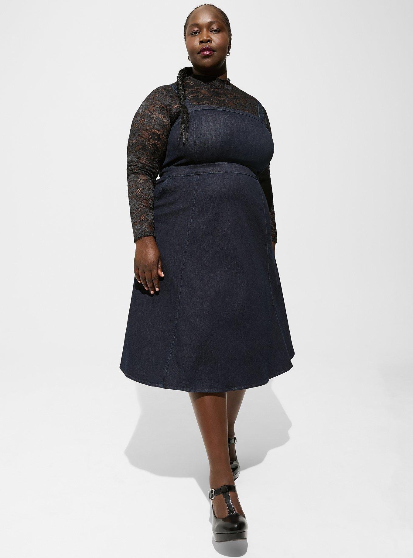 Plus Size - Midi Denim Sleeveless A-line Dress - Torrid