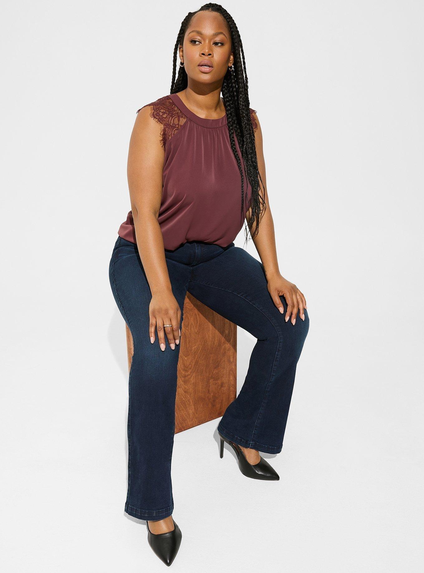 Plus Size - Studio Crepe De Chine Lace Trim Blouse - Torrid