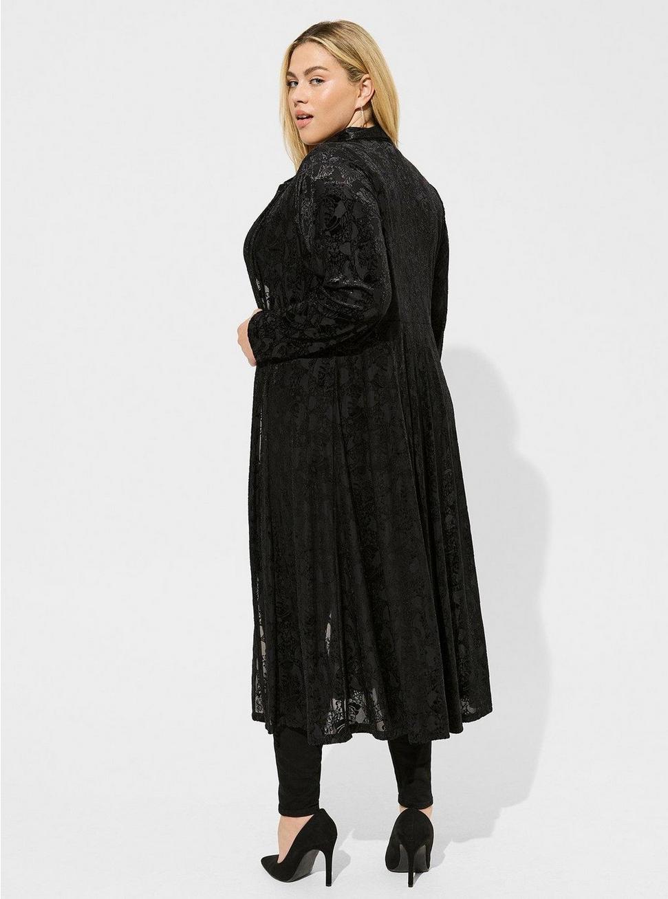 Plus Size Velvet Burnout Kimono, DEEP BLACK, alternate