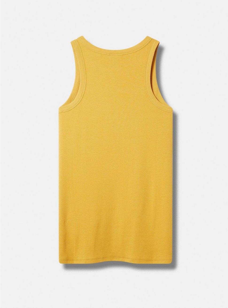 Plus Size Sun Fitted Rib High Neck Tank, MINERAL YELLOW, alternate