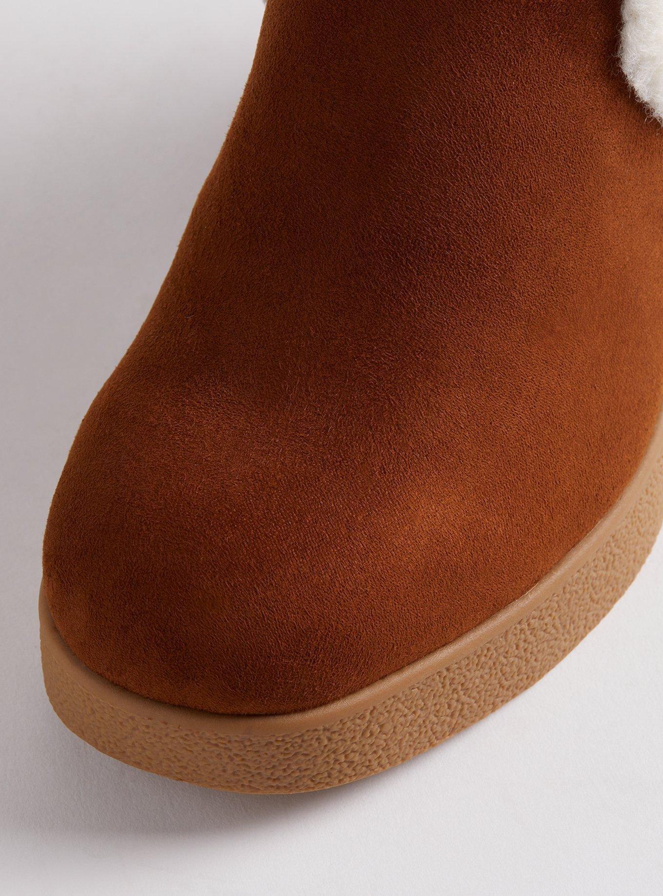 Plus Size Shearling Trim Platform Bootie (WW), COGNAC, alternate