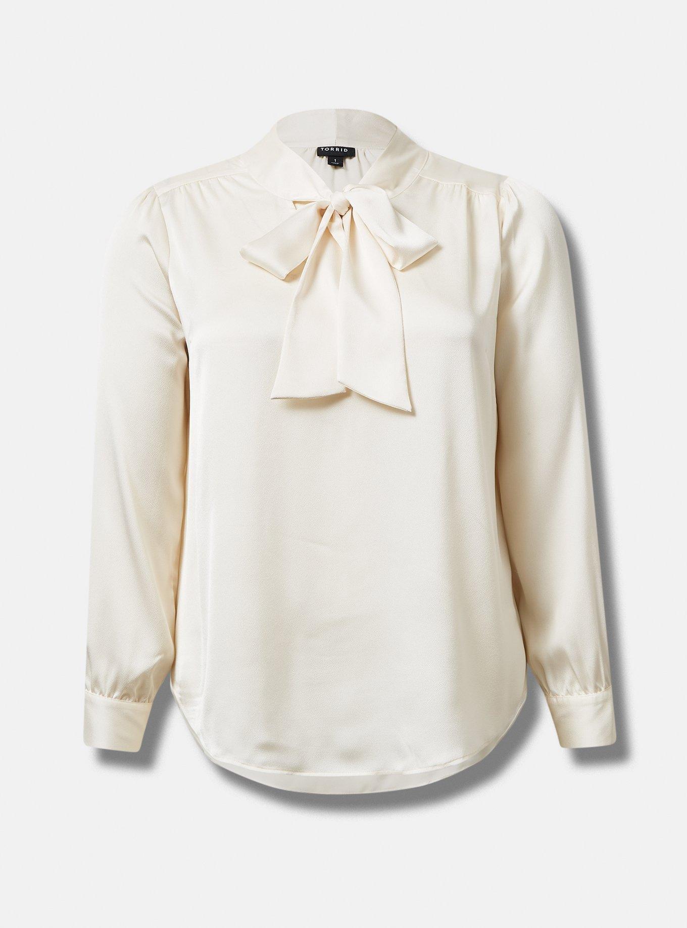 Studio Bubble Satin Bow Tie Blouse