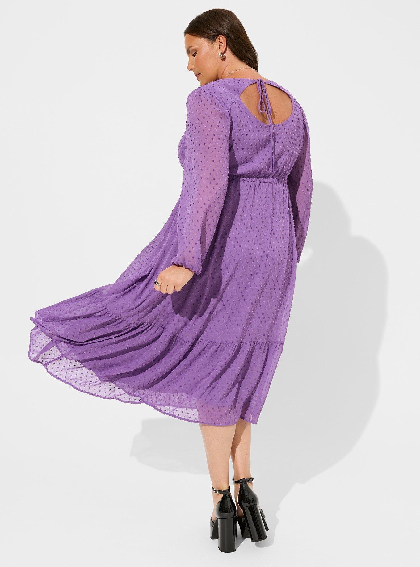 line and dot purple dress Womens Classic Polka Dot Dresses Summer Elegant Square Neck Puff Sleeve Maxi Dresses Vintage Flowy Tiered A-Line Dress, Women's, Size: XL, Purple