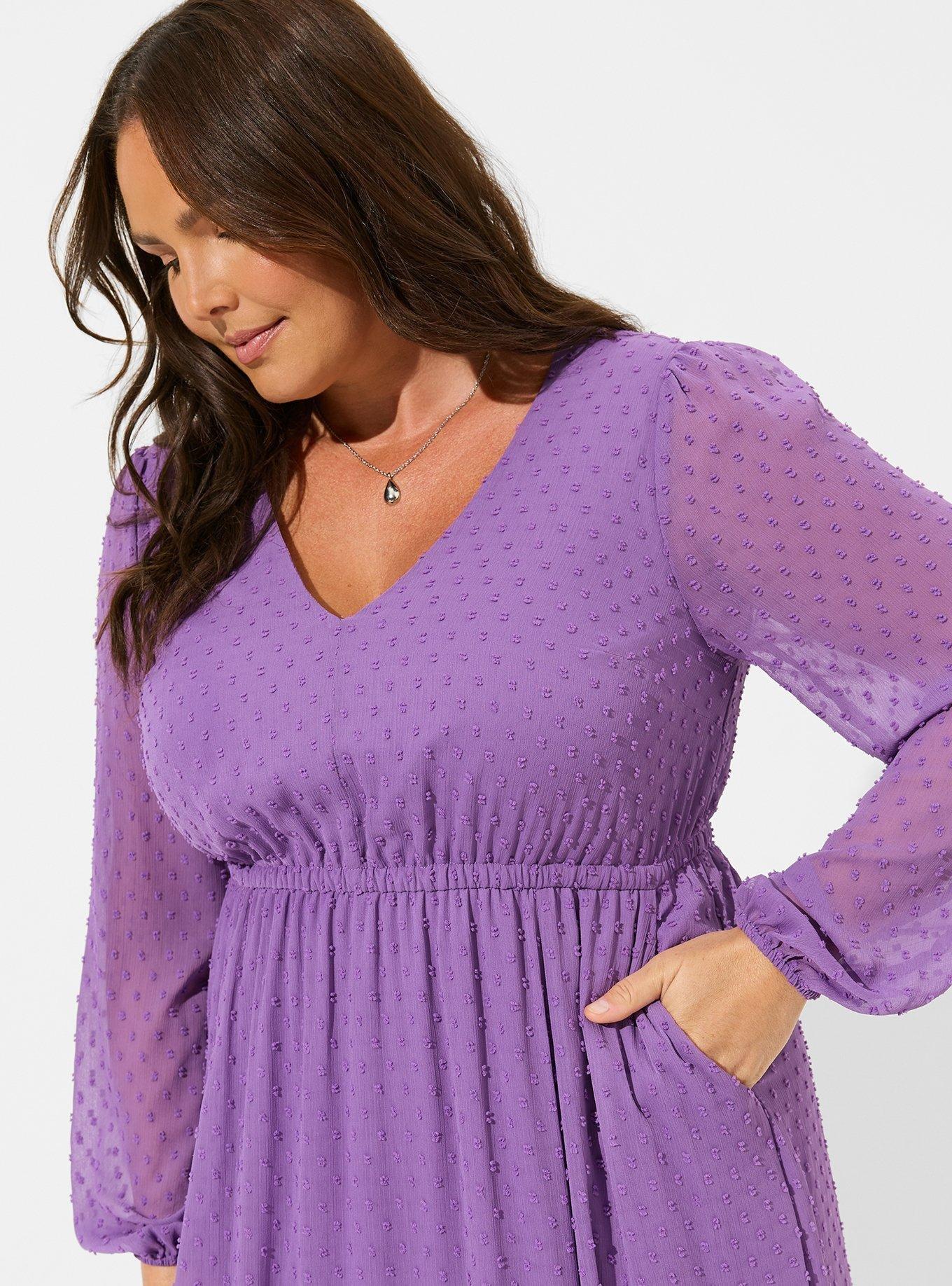 knee length dresses for ladies Polka dots purple dress  Bella Arweyo