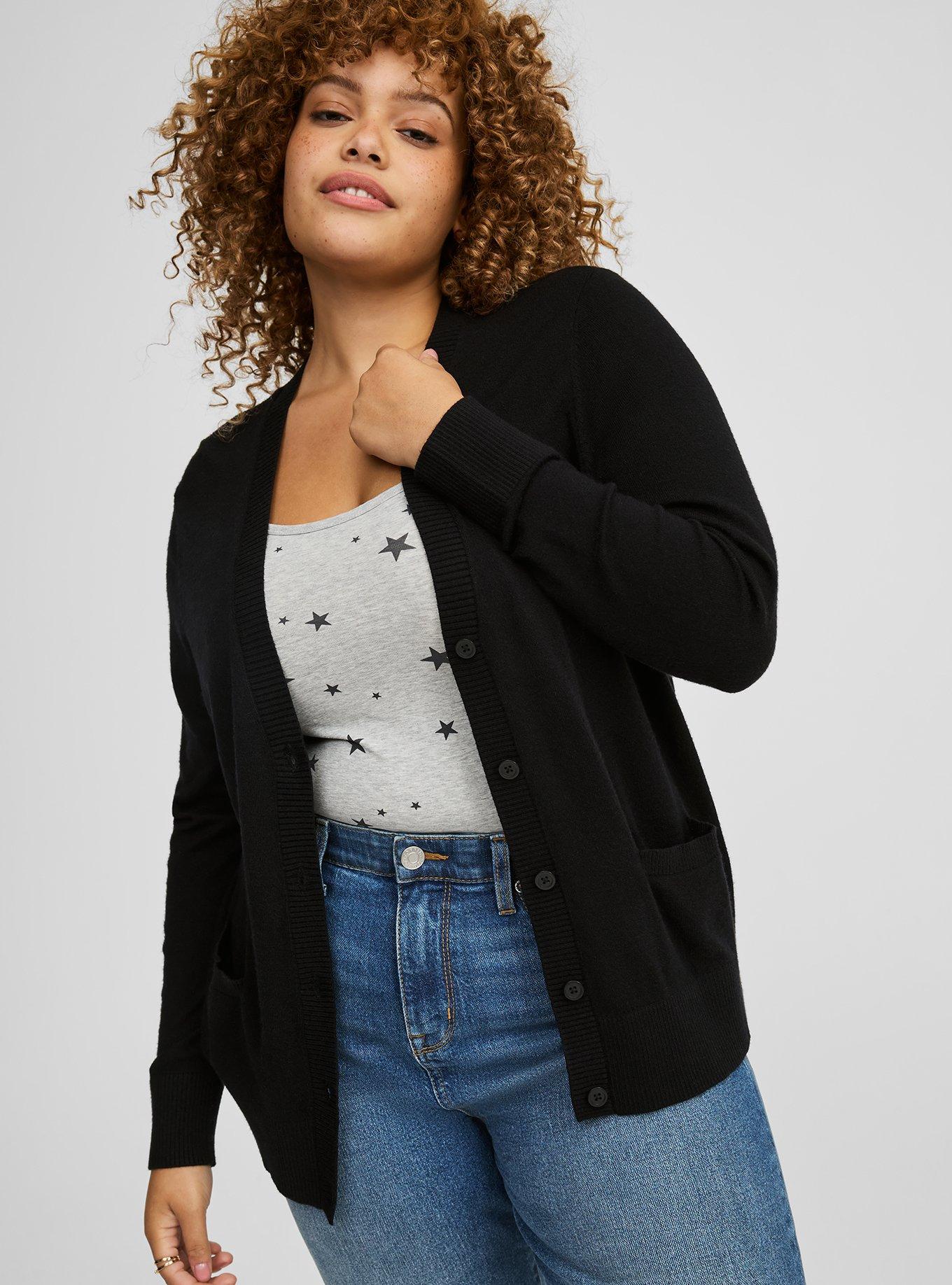 Plus size long black hotsell cardigan sweater