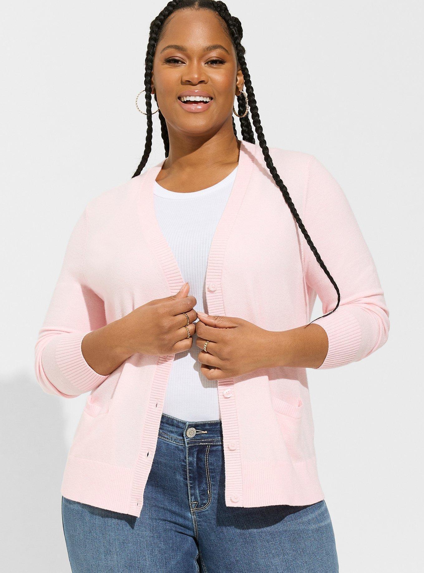 Hot pink cardigan sweater best sale plus size