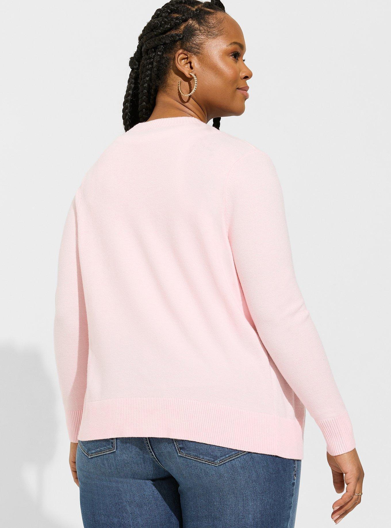 Plus size store pink cardigan sweater