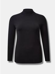 Plus Size Everyday Soft Pullover Turtleneck Sweater, DEEP BLACK, hi-res