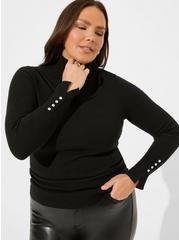 Plus Size Everyday Soft Pullover Turtleneck Sweater, DEEP BLACK, hi-res