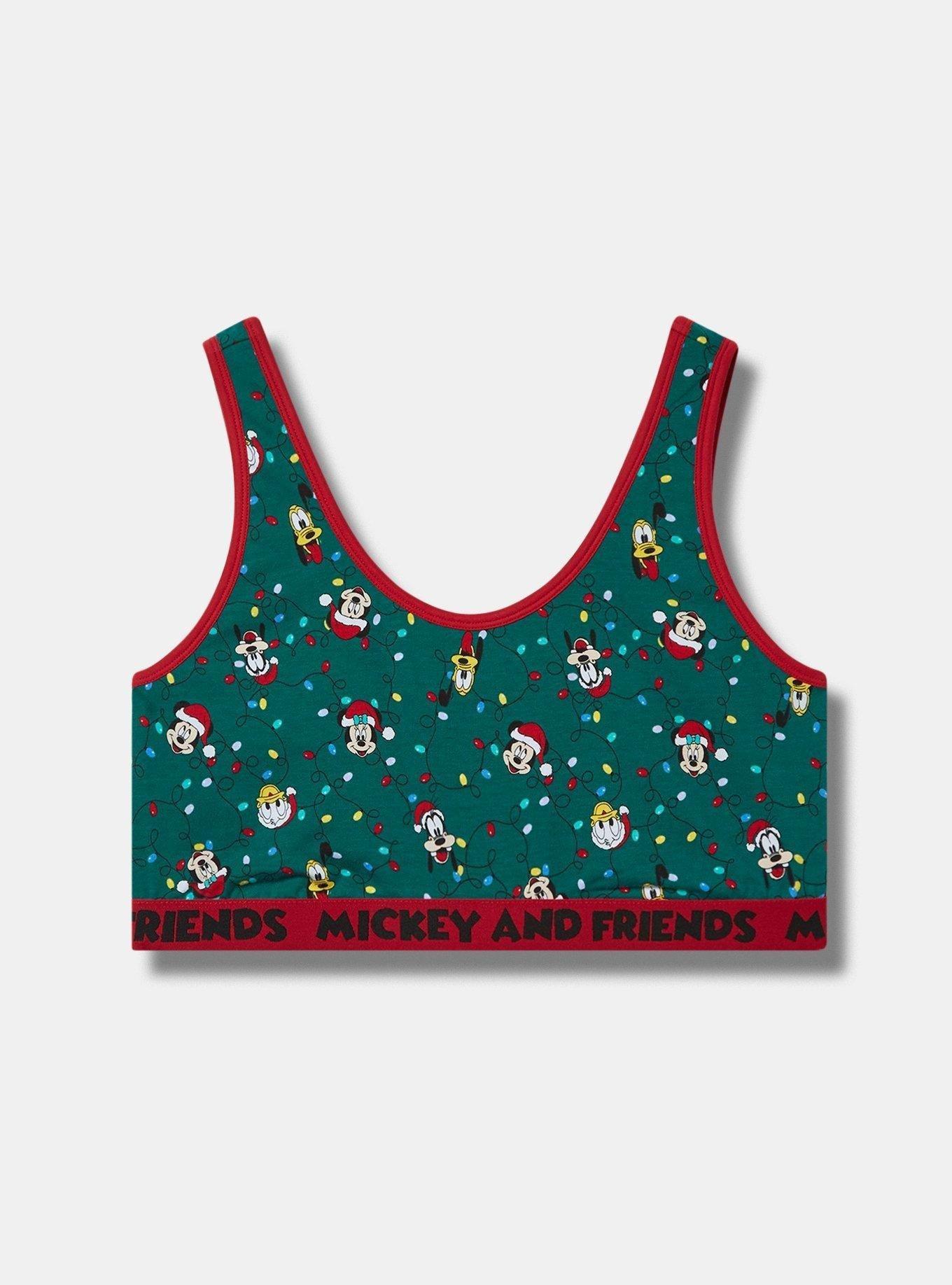 Disney Mickey & Friends Holiday Cotton Scoop Neck Bralette, MULTI, hi-res