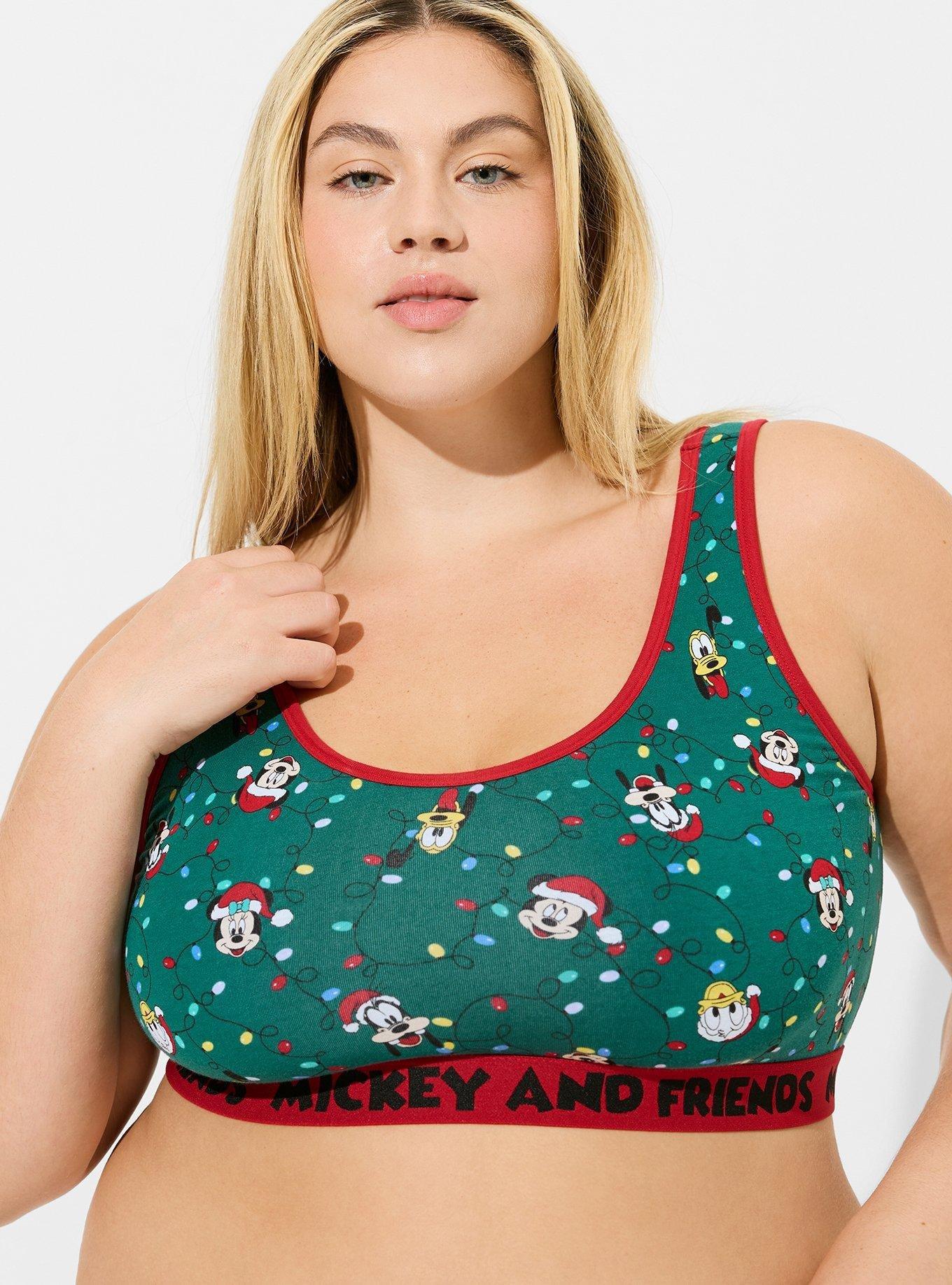 Disney Mickey & Friends Holiday Cotton Scoop Neck Bralette, MULTI, hi-res