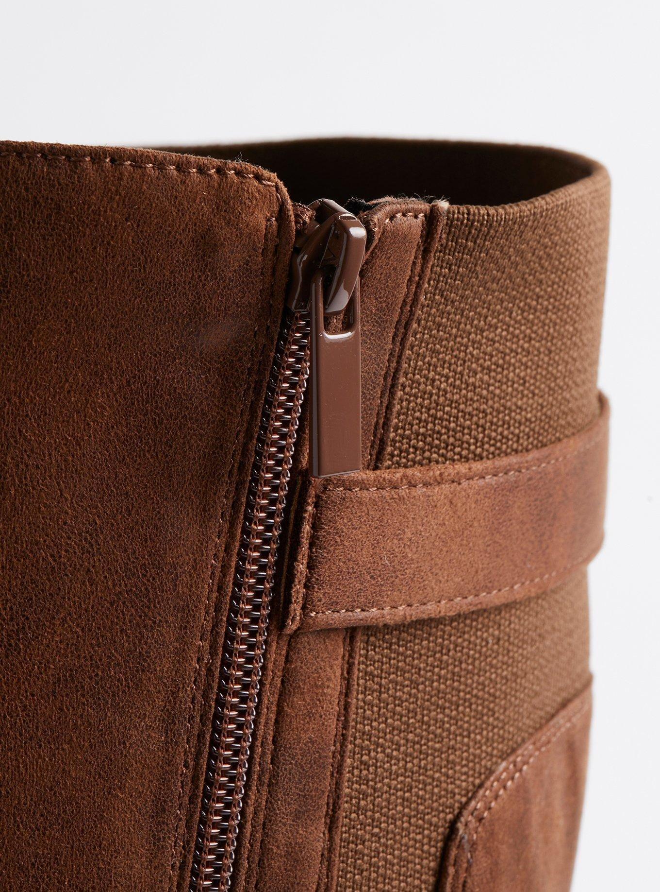 Lug Stacked Heel Buckle Knee Boot (WW)
