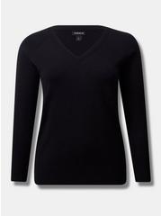 Everyday Soft V-Neck Raglan Sleeve Sweater, DEEP BLACK, hi-res