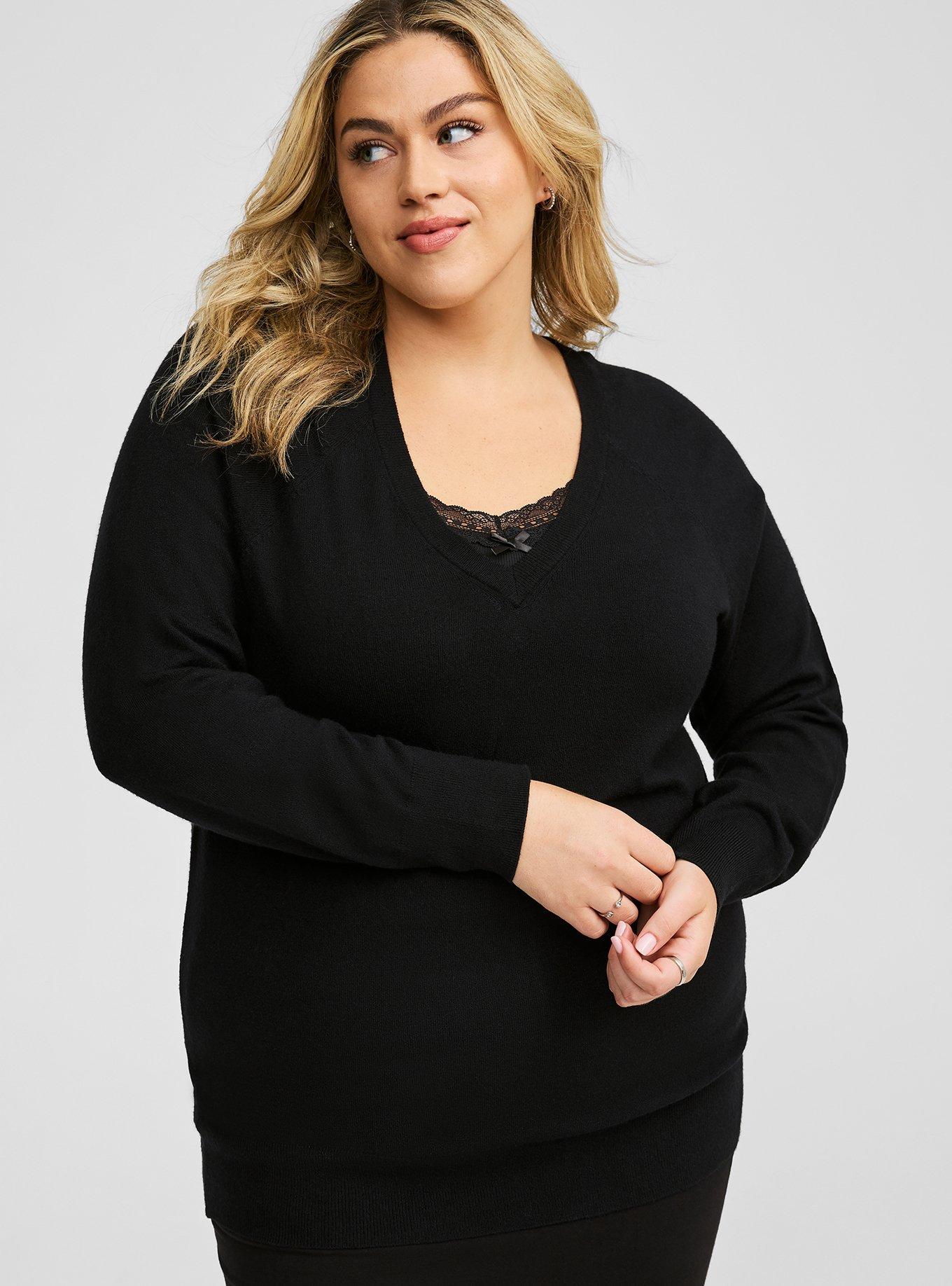 Torrid Lovesick Plus online 4 Black Skull & Bolt Open Front Raglan Sleeve Midi Sweater