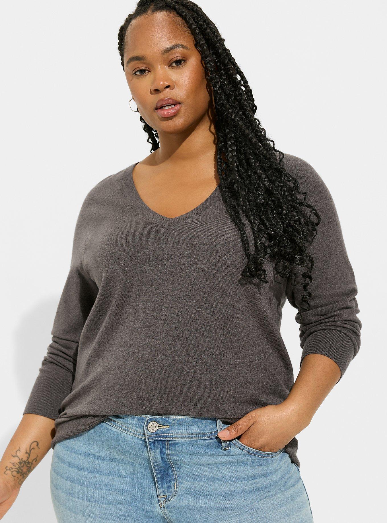 Plus Size - Everyday Soft V-Neck Raglan Sleeve Sweater - Torrid