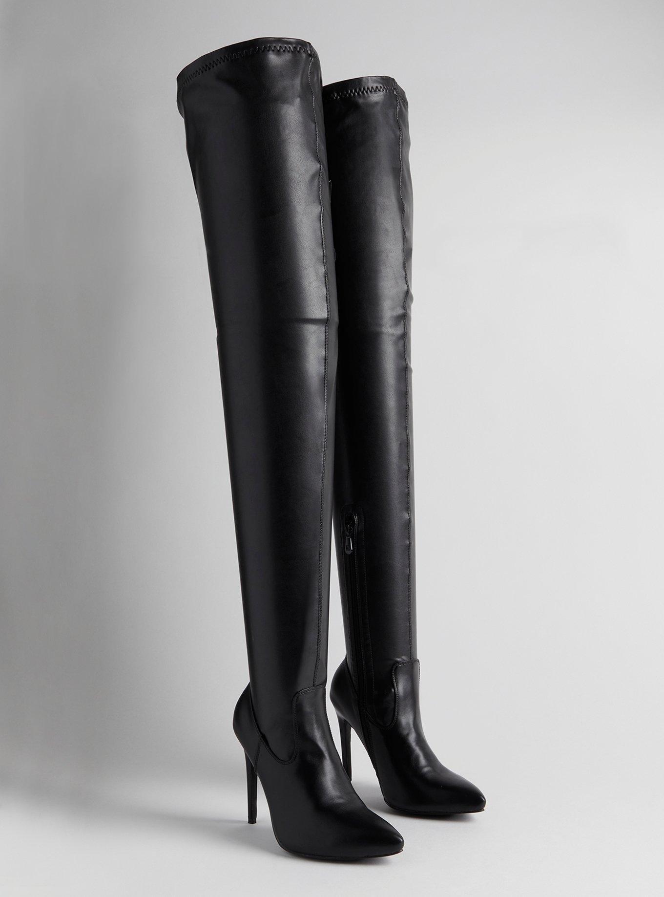 Plus Size Stretch Pointed Toe Stiletto Over The Knee Boot WW